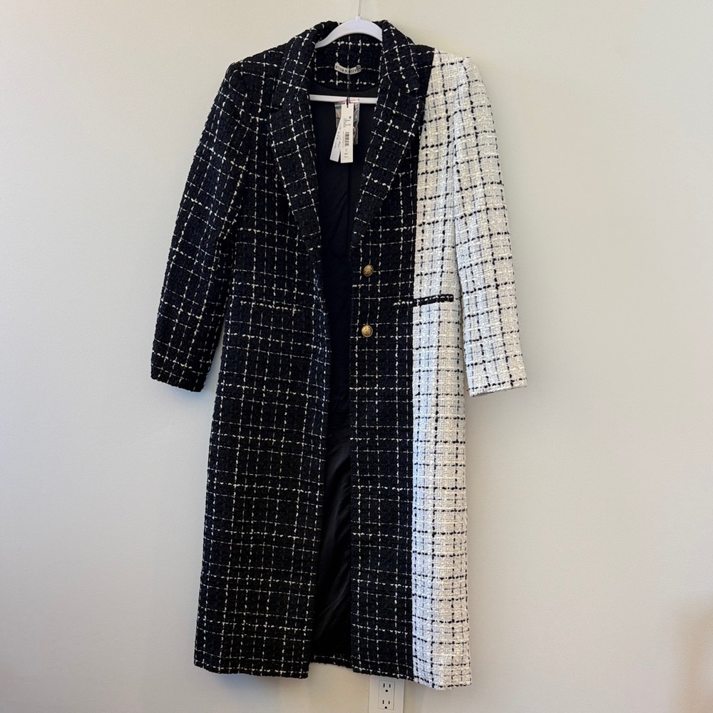 Alice + Olivia Black and White Tweed Jacket